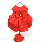 Red Satin Ruffled Party Dress w/ Matching Hat