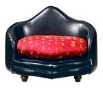Pointed Back Sofa Red Print