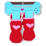 Pink Hearts Red Soxy Paws